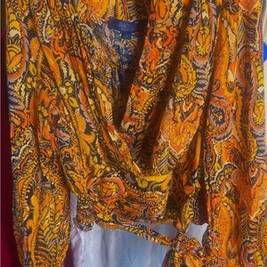 RACHEL Rachel Roy paisley wrap style blouse Top